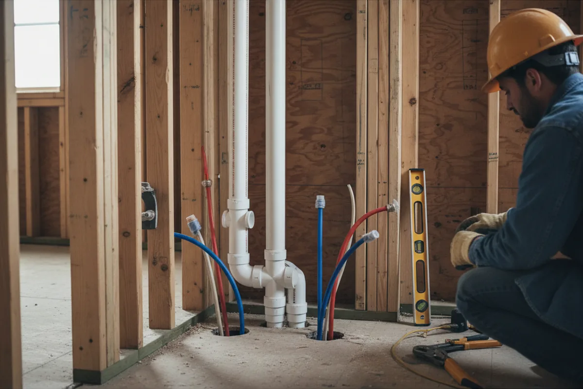 Drain and supply rough-in during Leak Detection in Yancey